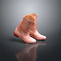 Pink Leather Boots With Wrinkled Design Red Sole And Soft Lining 3d model