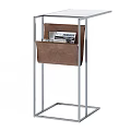 Elegant Modern Tea Table And Chairs Set With Metal Frame And Leather Details