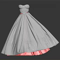 White Strapless Dress With Red Lining And Dragonfly Embroidery On Skirt
