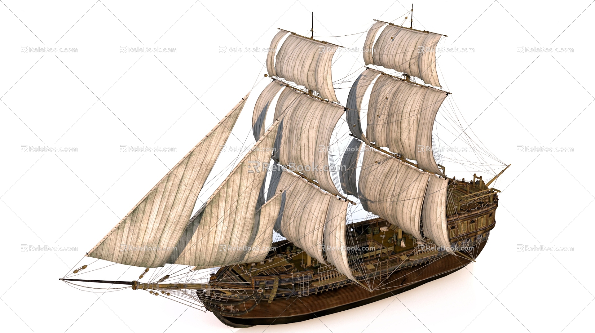 Cargo ship sailing ship 3d model