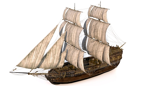 Cargo ship sailing ship 3d model