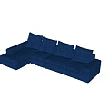 Blue L Shaped Irregular Sofa with Cushions in Modern Room Featuring Large Windows 3d model