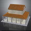 Classical Two Story Building With Red Tiled Roof White Walls And Columns