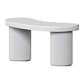 Elegant Curved Console Table With Dark Brown Wooden Top And Textured Purple Legs