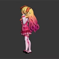 3D Animated Girl Character With Long Orange Hair In Pink Dress