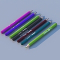 Pen Brush Colored Pen Stationery 3d model