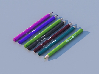 Pen Brush Colored Pen Stationery 3d model