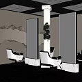 Modern Hair Salon Interior With Styling Chairs Large Mirrors And Black Flooring