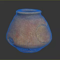 Ancient Orange Red Clay Pot With Patched Surface On Dark Background 3d model