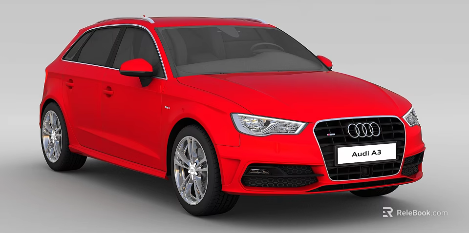 Modern Technology Exhibition Hall Featuring Red Audi A3 Car 3d model 