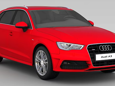 Modern Technology Exhibition Hall Featuring Red Audi A3 Car 3d model
