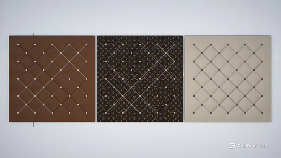 Diamond Grid Pattern Background Wall in Brown Dark Brown and Beige for Interior Design 3d model