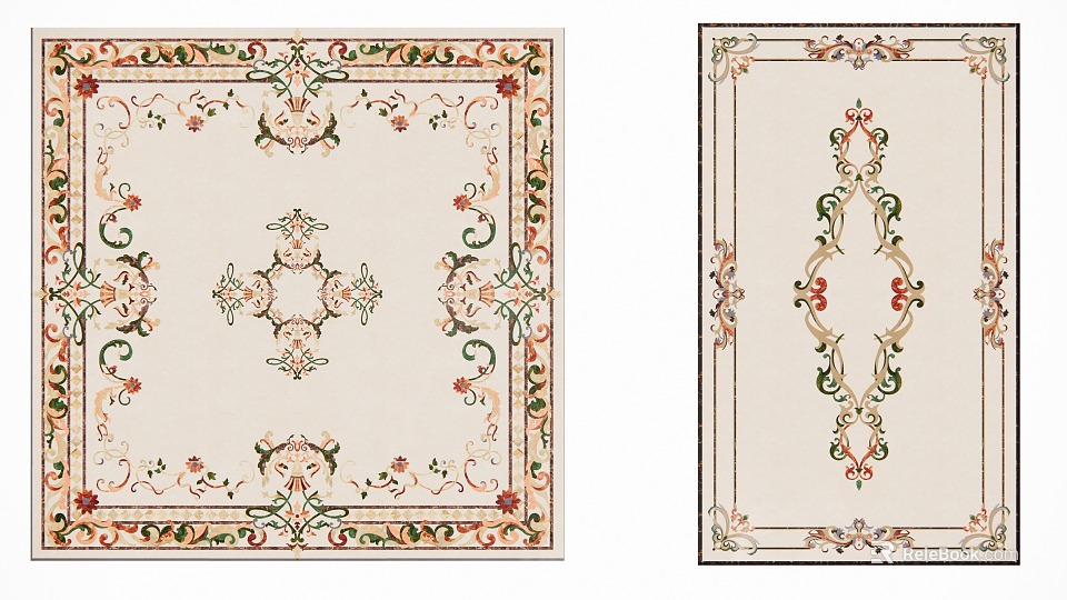 Decorative Floor With Intricate Floral Motifs And Ornate Vine Patterns 3d model 