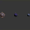 Copper Purple Blue Space Rocket Models With Shiny Surface On Gray Background