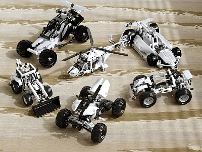 Building Blocks Mechanical Models With Various Vehicles Helicopter And Toy Designs 3d model