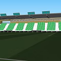 Modern Football Stadium 3D Model With Green Pitch And Seating Stands