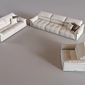 White Modular Sofa Set with Padded Seats Decorative Cushions and Modern Design 3d model