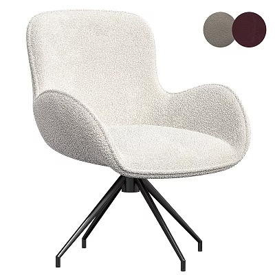 Ergonomic Beige Office Chair With Fluffy Fleece Upholstery Black Metal Base And Multiple Color Options 3d model
