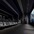 Modern Cinema Interior With Comfortable Seats Large Screen And Contemporary Lighting Design