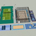 Modern Indoor Badminton Court With Net Lighting Benches And Wooden Floor