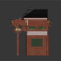 Traditional Chinese Architecture Models Featuring Black Tiled Roofs Wooden Supports And Grille Design