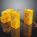 Fresh Orange Juice Cartons With Straw In Bright Orange Packaging Design