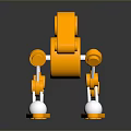 Orange Mechanical Dog Model With Metallic Joints Silver Base And Modern Design 3d model