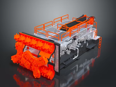 Industrial Heavy Duty Hardware Tools With Orange Components Silver Structure And Safety Railings For Engineering 3d model