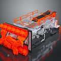 Industrial Heavy Duty Hardware Tools With Orange Components Silver Structure And Safety Railings For Engineering