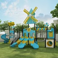 Outdoor Playground Equipment With Colorful Slides Windmill Climbing Frame And Swings For Kids Fun Activities