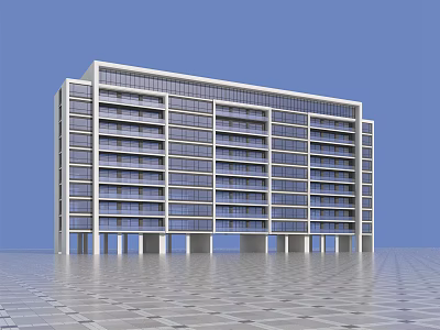 Modern High Rise Residential Building With Glass Windows White Exterior And Multiple Balconies 3d model