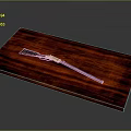 Vintage Shotgun On Red Wood Tray With Gold And Black Components Showcasing Rich Wooden Texture