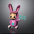 Cute Plush Toy With Rabbit Ears And Pink Polka Dot Outfit Holding Happy Easter Sign