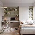 Modern Tatami Bedroom Interior With Tatami Bed Desk Storage And Window