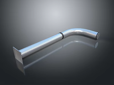 Flexible Metal Corrugated Pipe With Square End And Curved Design 3d model
