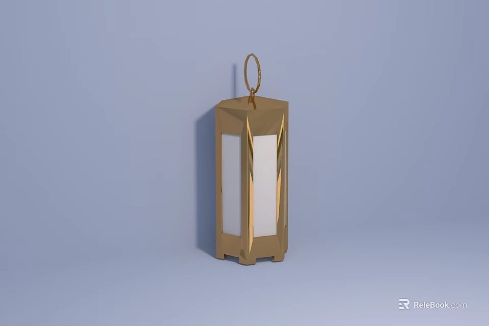 Modern Golden Geometric Table Lamp With Ring Handle And Transparent Glass Panel 3d model 