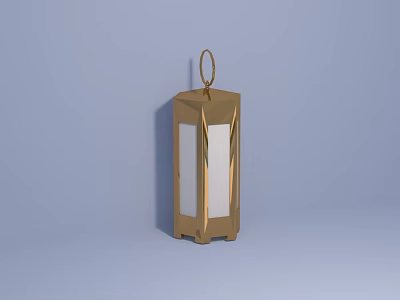 Modern Golden Geometric Table Lamp With Ring Handle And Transparent Glass Panel 3d model