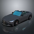 Gray Convertible Sports Car With Open Top Sleek Design And Black Wheels On Reflective Surface