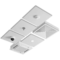Modern Ceiling Air Conditioner Vents With Different Designs Smoke Detector And Camera