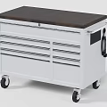 Hardware Tool Storage Cabinet with Multiple Drawers White Frame Wooden Top and Wheeled Design