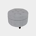 Modern Round Gray Upholstered Tufted Stool With Black Legs Home Decor Design