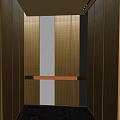 Modern Elevator Interior Featuring Sleek Wooden Panels And Warm Lighting Strip 3d model