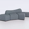 Gray Curved Sectional Sofa With Modular Design And Comfortable Fabric Seating 3d model