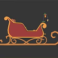 Festive Red Sleigh with Orange Trim Pink Seat Gift Boxes and Lanterns