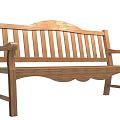 Wooden Park Bench With Slatted Back And Armrests For Outdoor Use