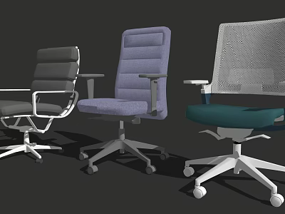 Modern Office Chairs With Mesh Fabric Seats Adjustable Armrests And Rolling Wheels 3d model