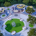 Modern Park Circular Comprehensive Activities Square Park 3d model