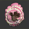 Standing Cartoon Character Doll With Pink Ruffled Dress Brown Hair Bowknot And Pink Base
