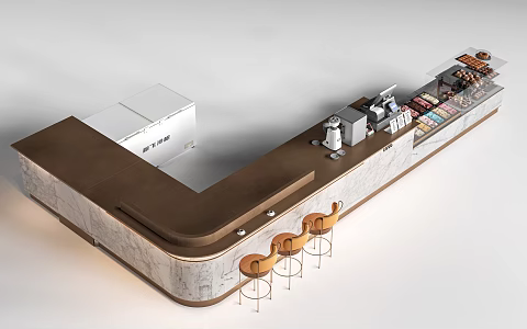 Modern Cafe Cashier Dessert Shop Operation Desk Milk Tea Shop Service Desk Milk Tea Shop Bar 3d model