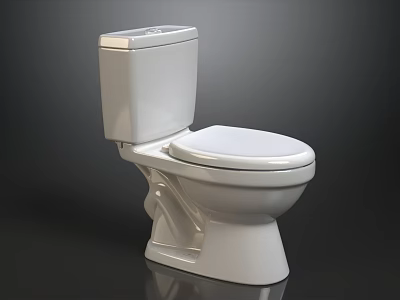 Modern Glossy White Ceramic Two Piece Toilet For Contemporary Home Bathroom Renovation And Daily Use 3d model
